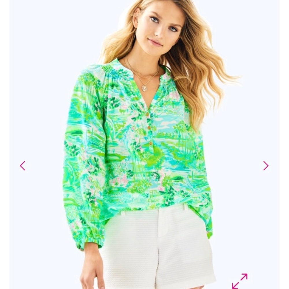 Lili Pulitzer, small NWT, Elsa silk top.